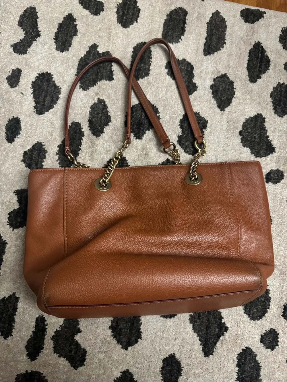 Coach Chestnut Brown Pebbled Leather Shoulder Tote with Gold Hardware